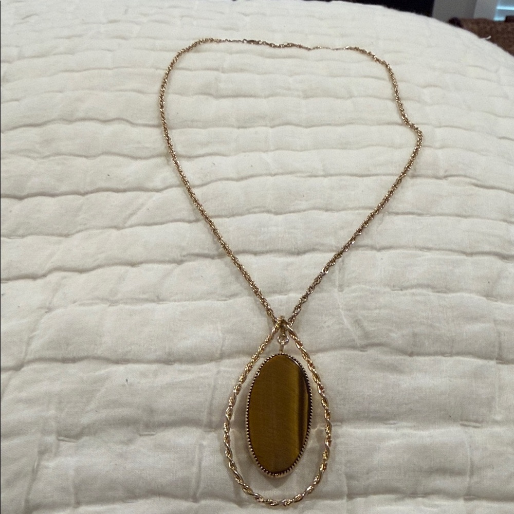 12k Gold filled- TIGERS EYE PENDANT NECKLACE